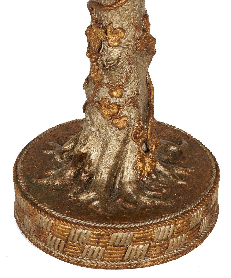 Lot 385: Tree Form Gueridon Table with Painted Bird Decoration