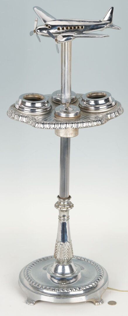 Lot 386: Art Deco Airplane Lighted Smoking Stand
