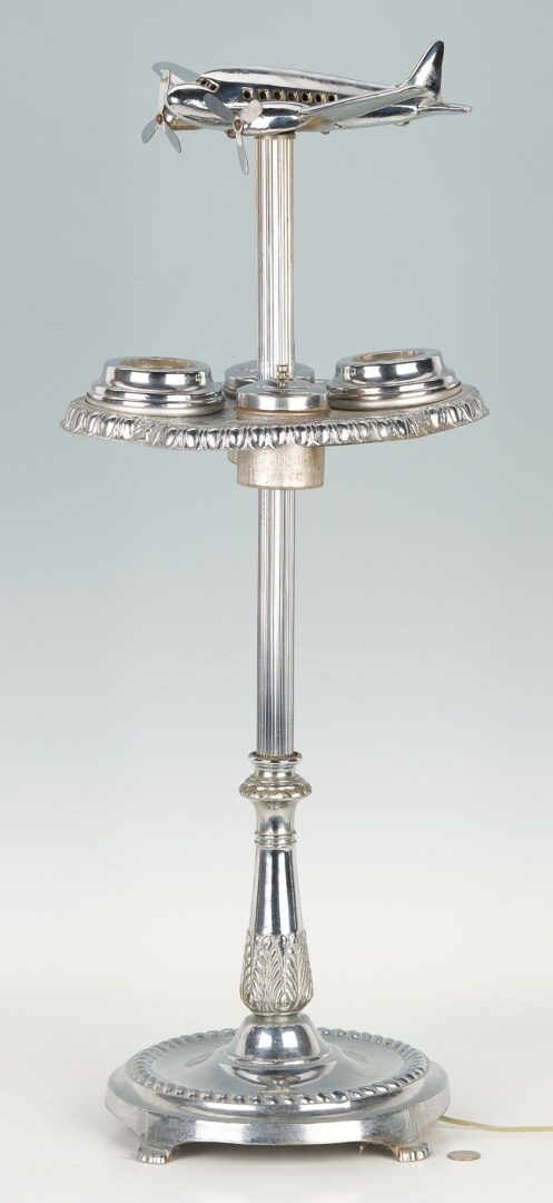 Lot 386: Art Deco Airplane Lighted Smoking Stand
