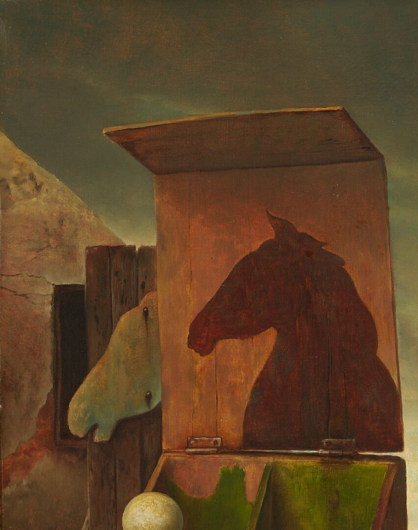 Lot 396: Samuel Bak Exhibited Surrealist Painting, The Origins of the Endgame