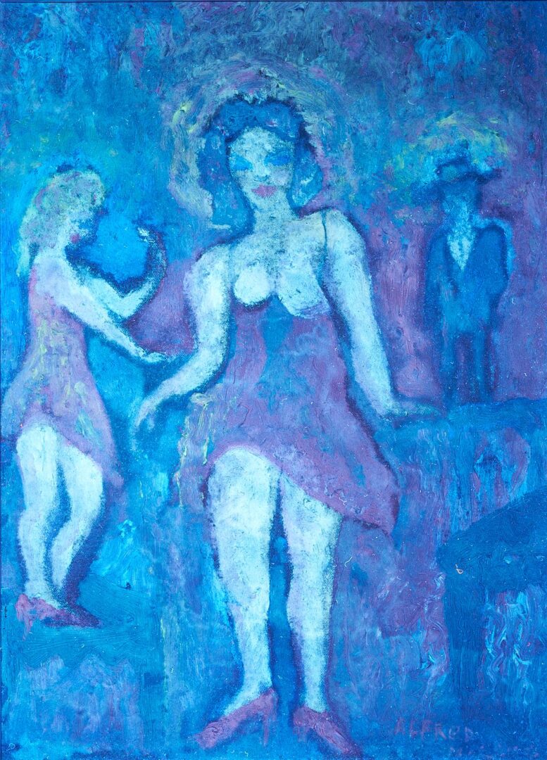 Lot 397: Alfred Morang Modernist O/B Painting, Ladies of the Evening