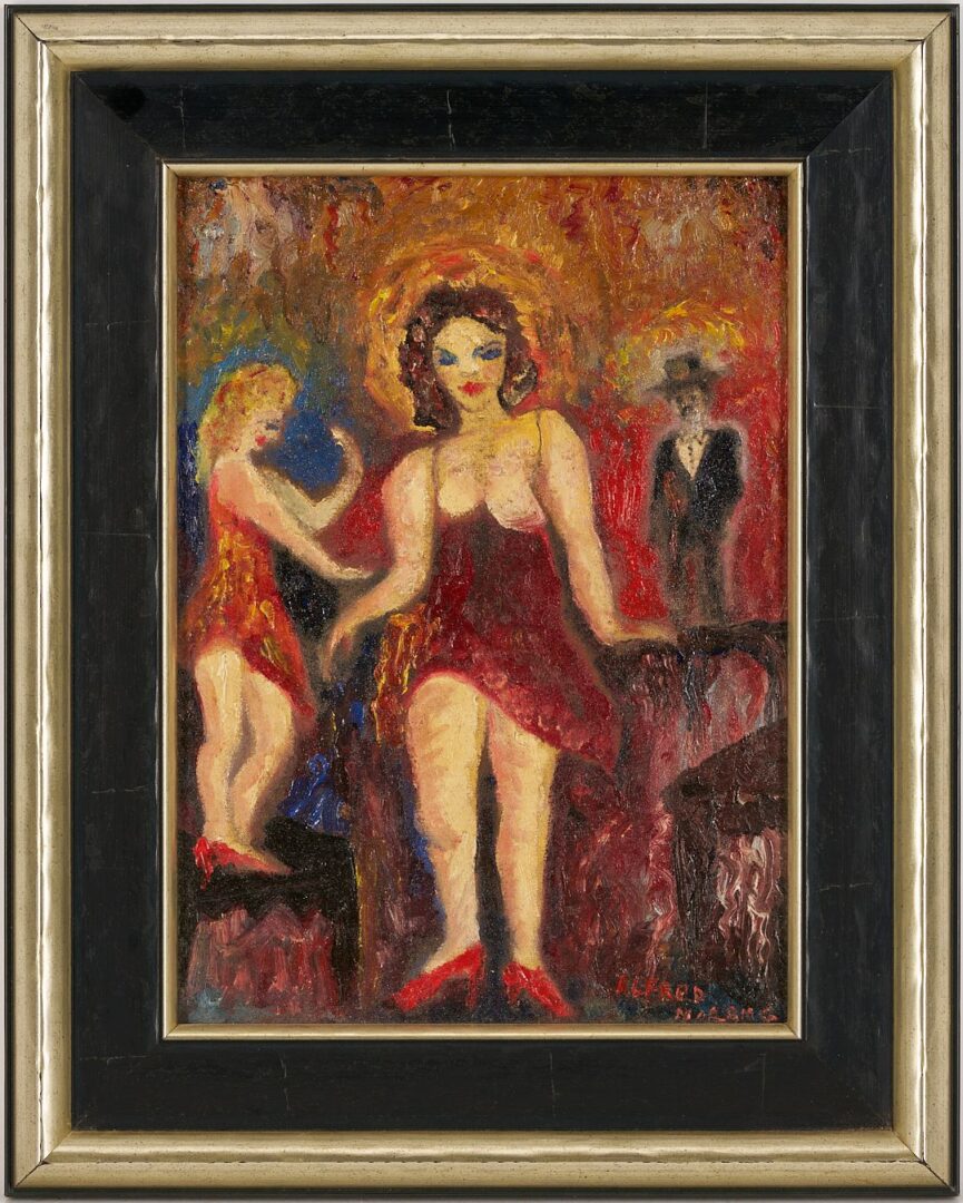Lot 397: Alfred Morang Modernist O/B Painting, Ladies of the Evening