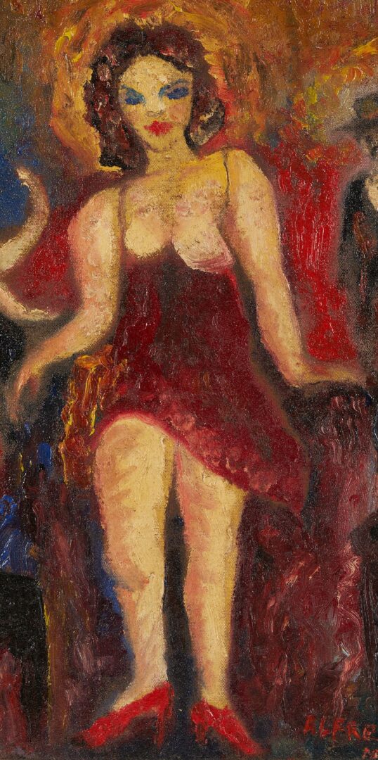 Lot 397: Alfred Morang Modernist O/B Painting, Ladies of the Evening