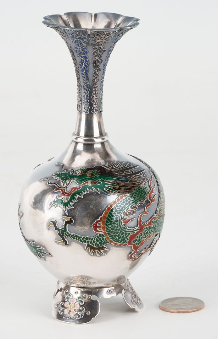 Lot 3: Japanese Enameled Silver Vase