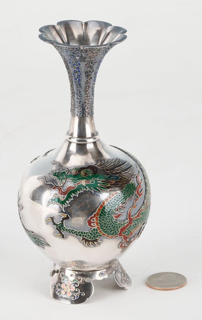 Lot 3: Japanese Enameled Silver Vase