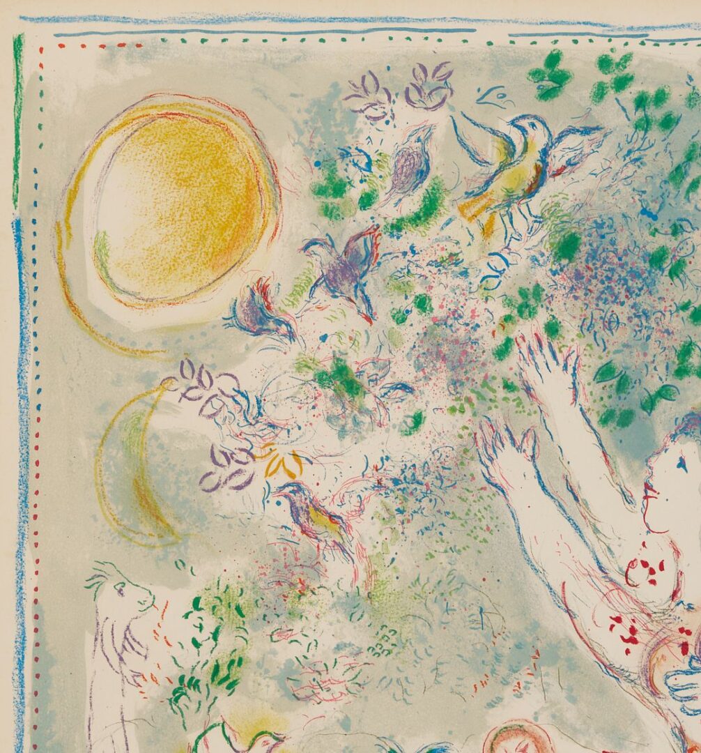 Lot 412: Marc Chagall Signed Lithograph, Chasing The Bluebird (La Chasse a l’Oiseau bleu)