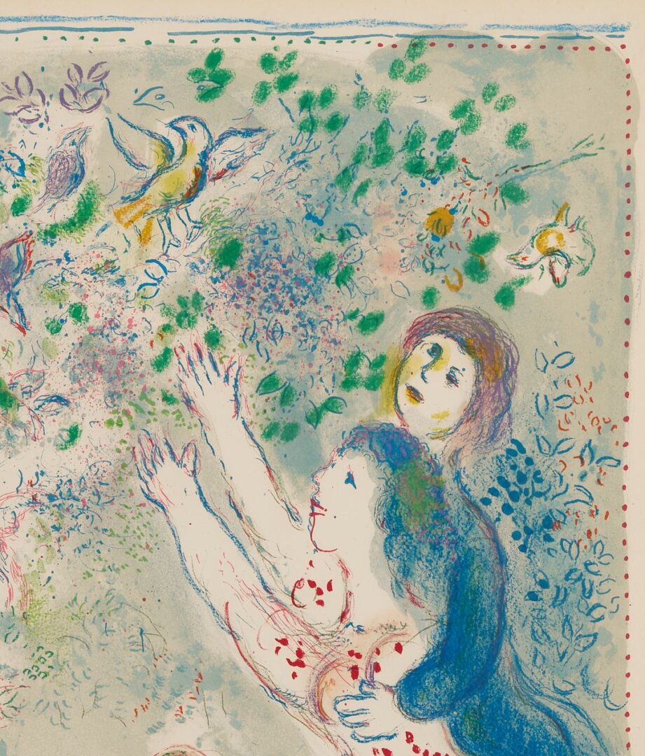 Lot 412: Marc Chagall Signed Lithograph, Chasing The Bluebird (La Chasse a l’Oiseau bleu)