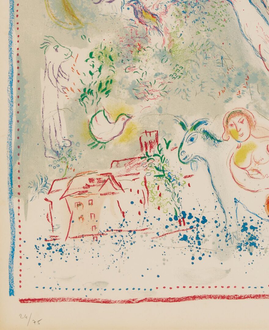 Lot 412: Marc Chagall Signed Lithograph, Chasing The Bluebird (La Chasse a l’Oiseau bleu)