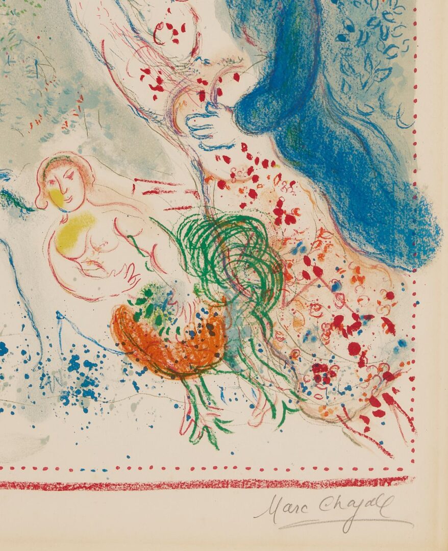 Lot 412: Marc Chagall Signed Lithograph, Chasing The Bluebird (La Chasse a l’Oiseau bleu)