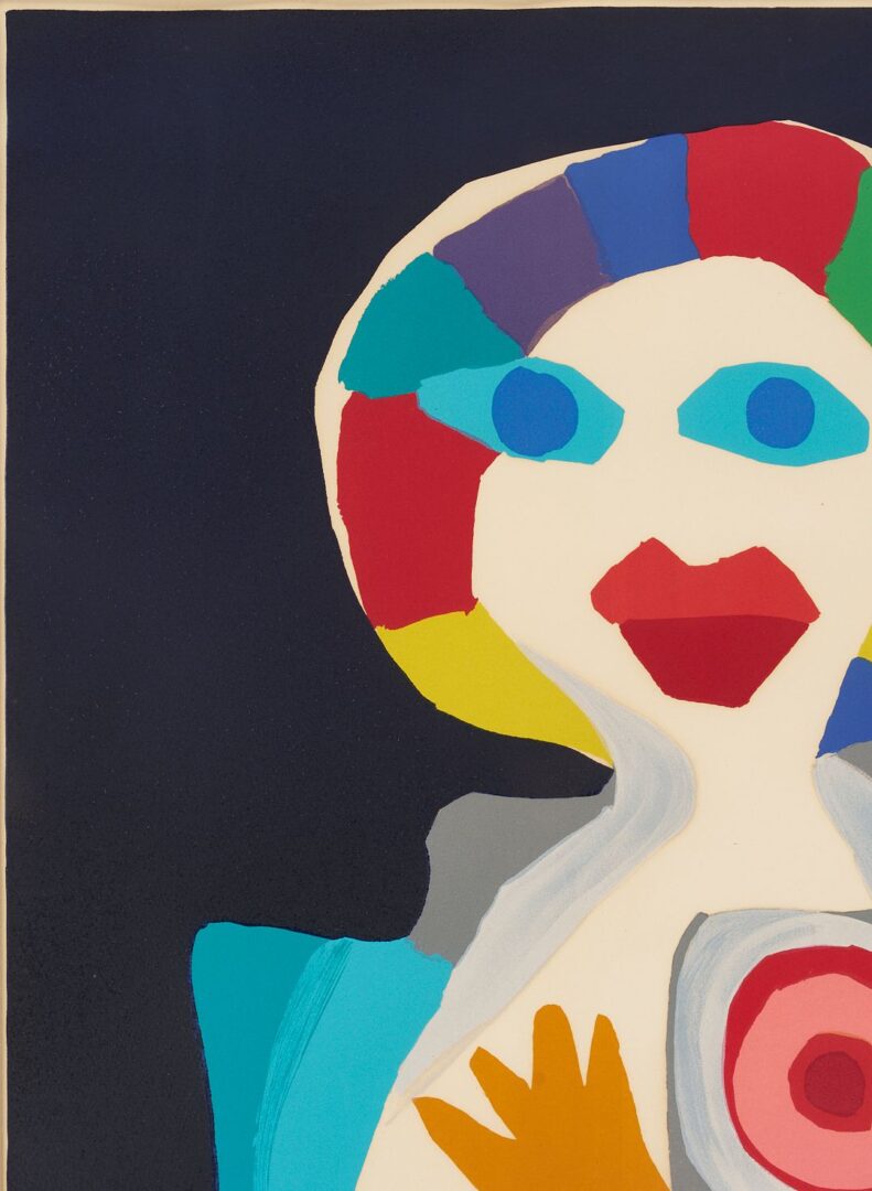 Lot 416: Large Karel Appel Signed Lithograph, Woman with Bird
