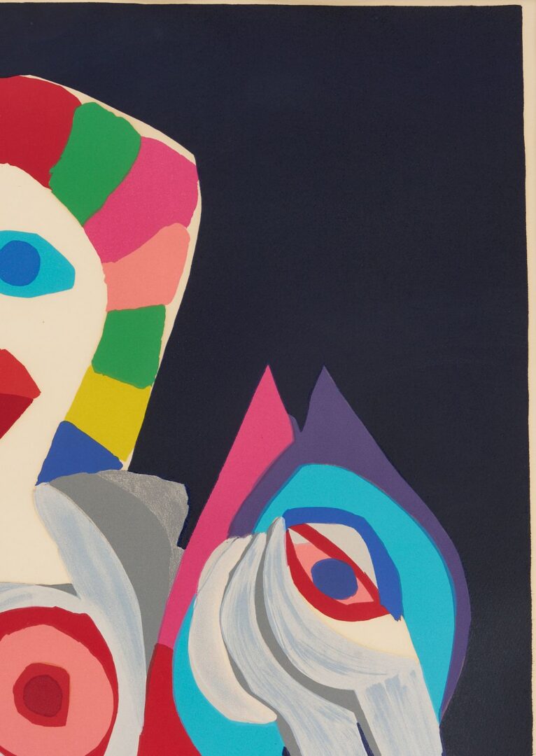 Lot 416: Large Karel Appel Signed Lithograph, Woman with Bird