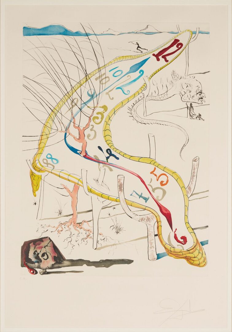 Lot 417: Large Salvador Dali Etching & Lithograph, Frozen Watches of Space Time