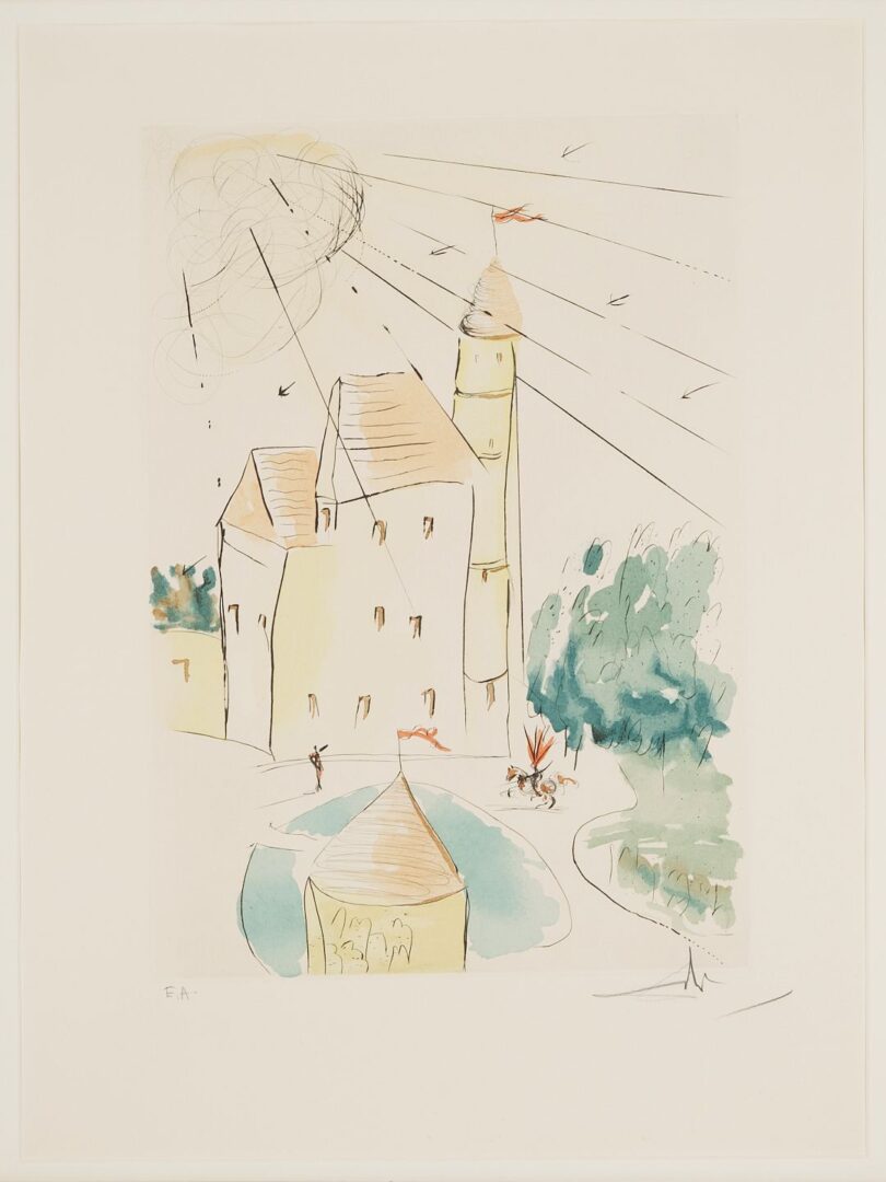 Lot 419: Large Salvador Dali Etching, Chateau de Vascoeil