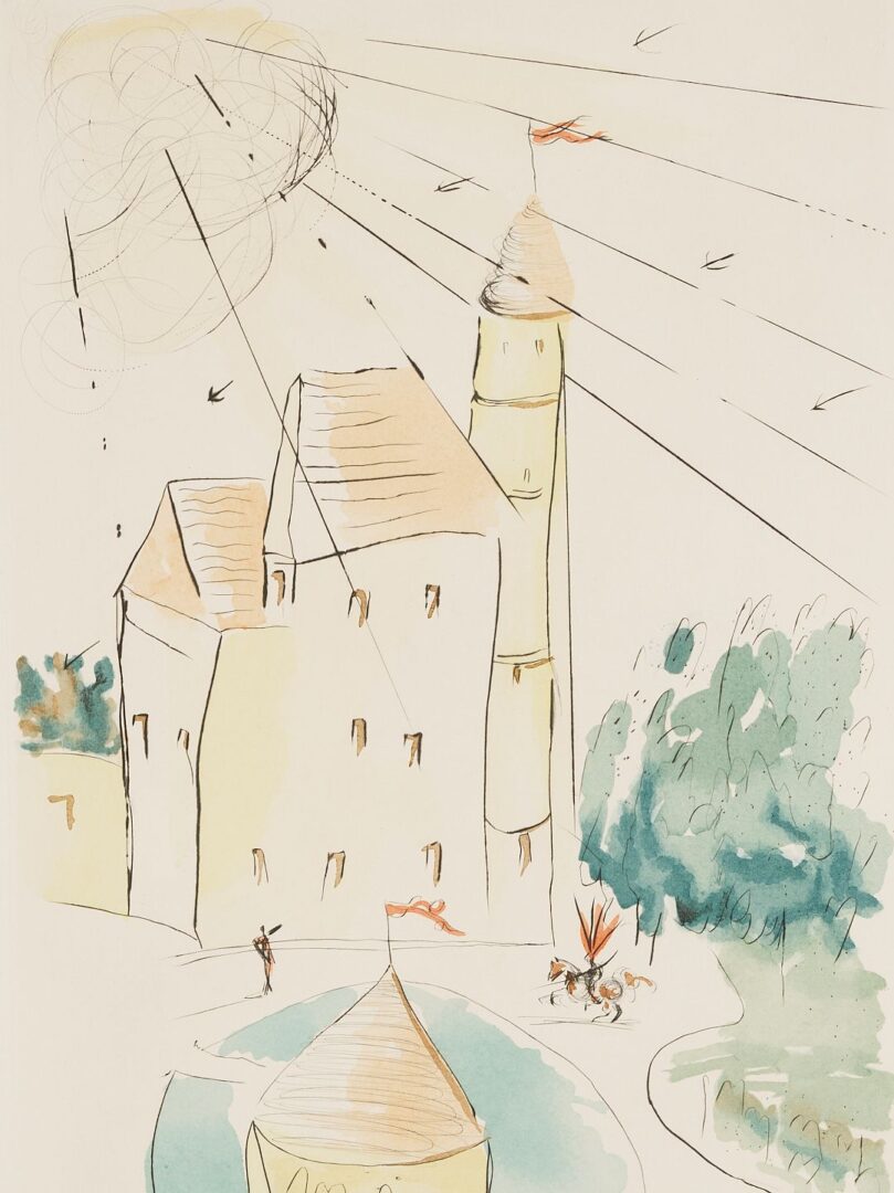 Lot 419: Large Salvador Dali Etching, Chateau de Vascoeil