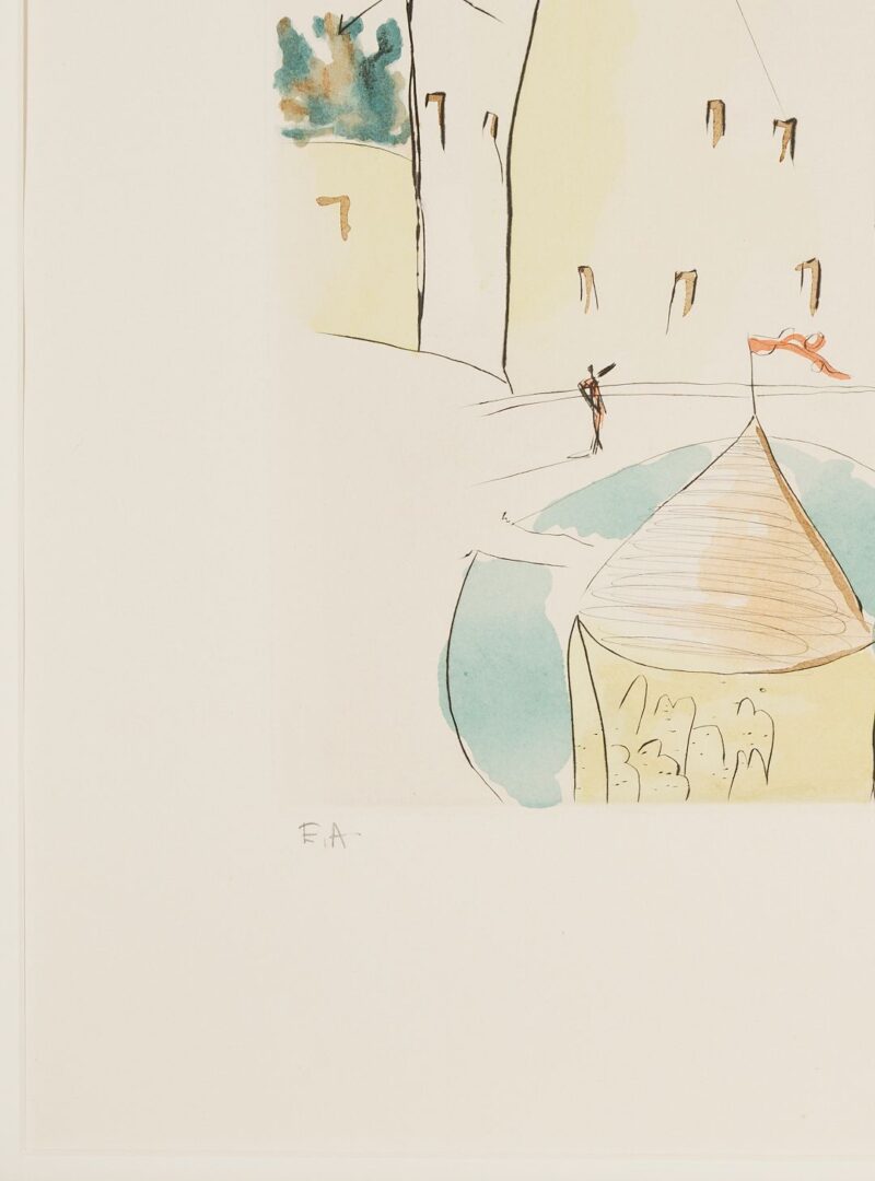 Lot 419: Large Salvador Dali Etching, Chateau de Vascoeil