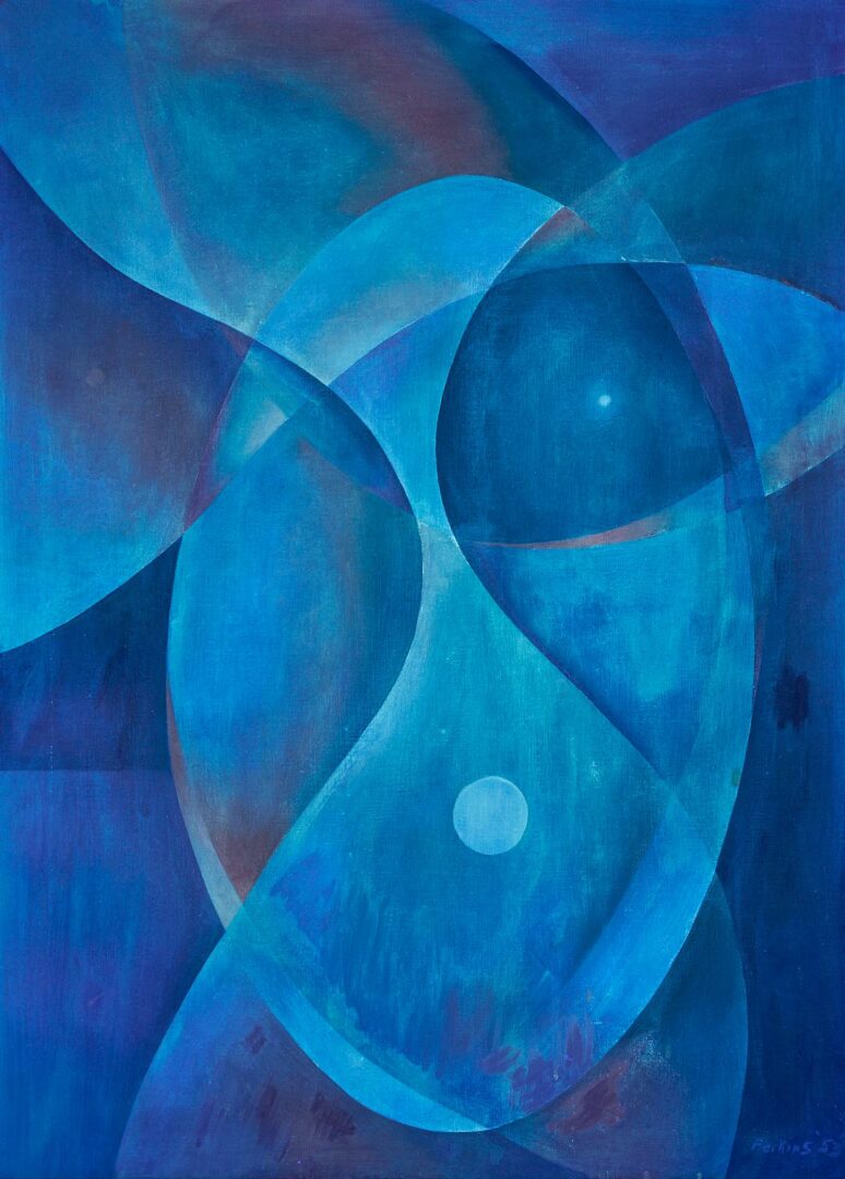 Lot 420: Philip Perkins abstract O/C, “Wind of the Dog Star”