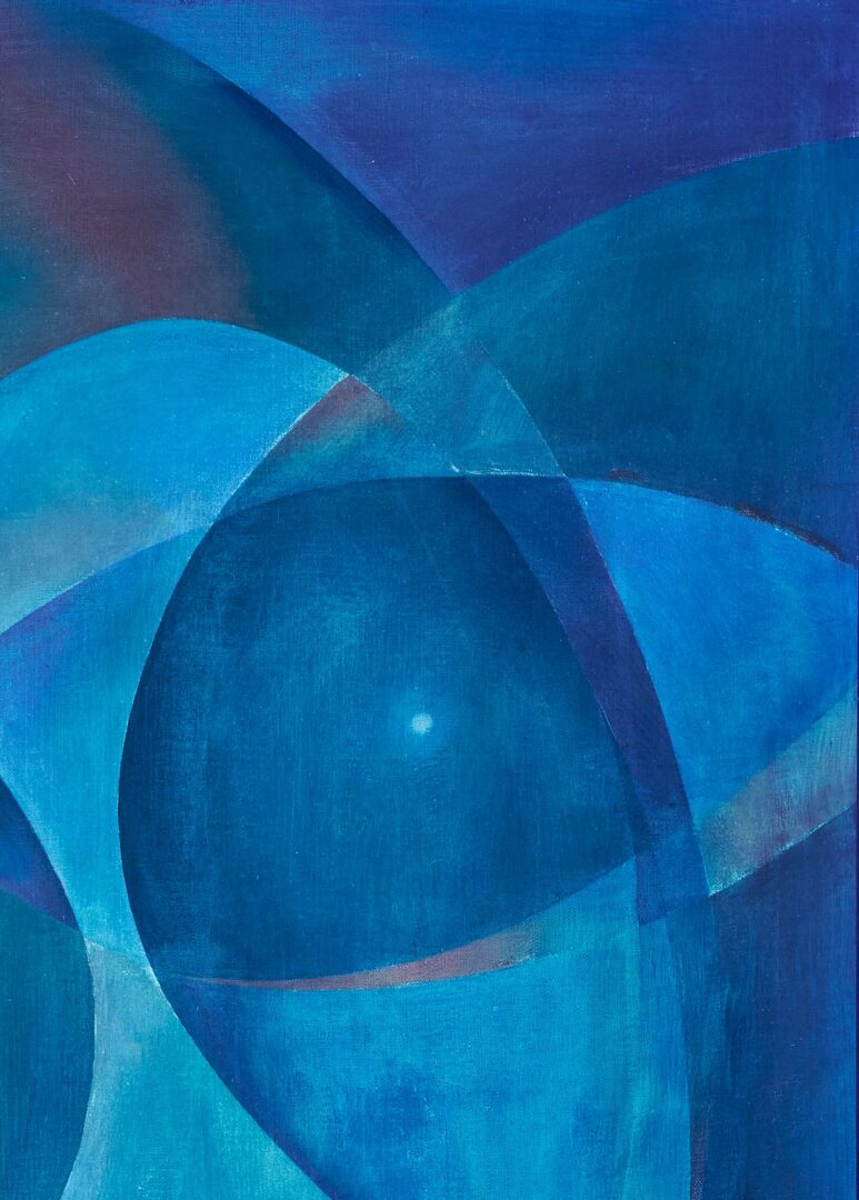 Lot 420: Philip Perkins abstract O/C, “Wind of the Dog Star”