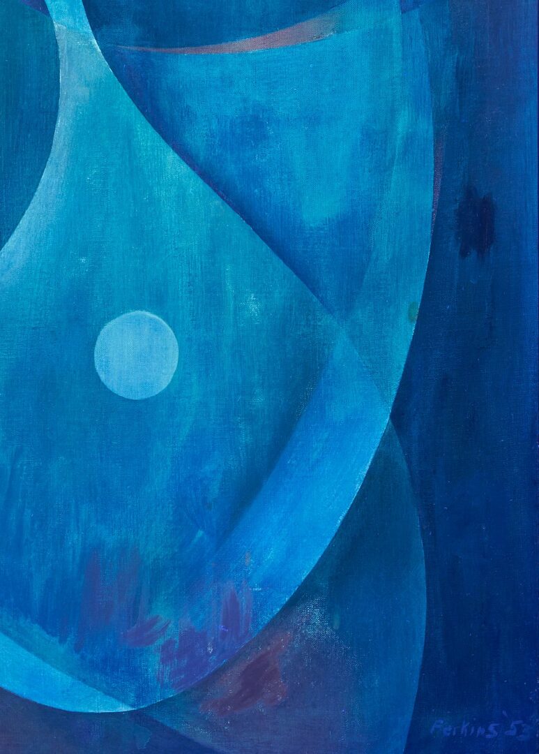 Lot 420: Philip Perkins abstract O/C, “Wind of the Dog Star”