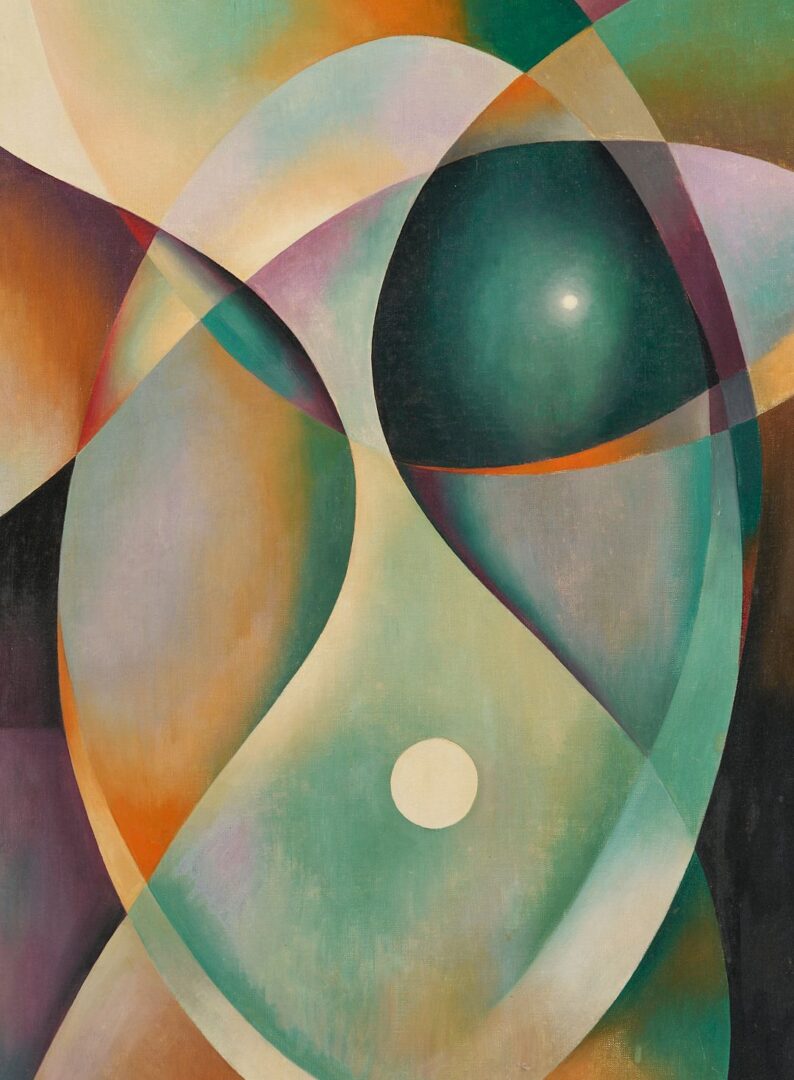 Lot 420: Philip Perkins abstract O/C, “Wind of the Dog Star”
