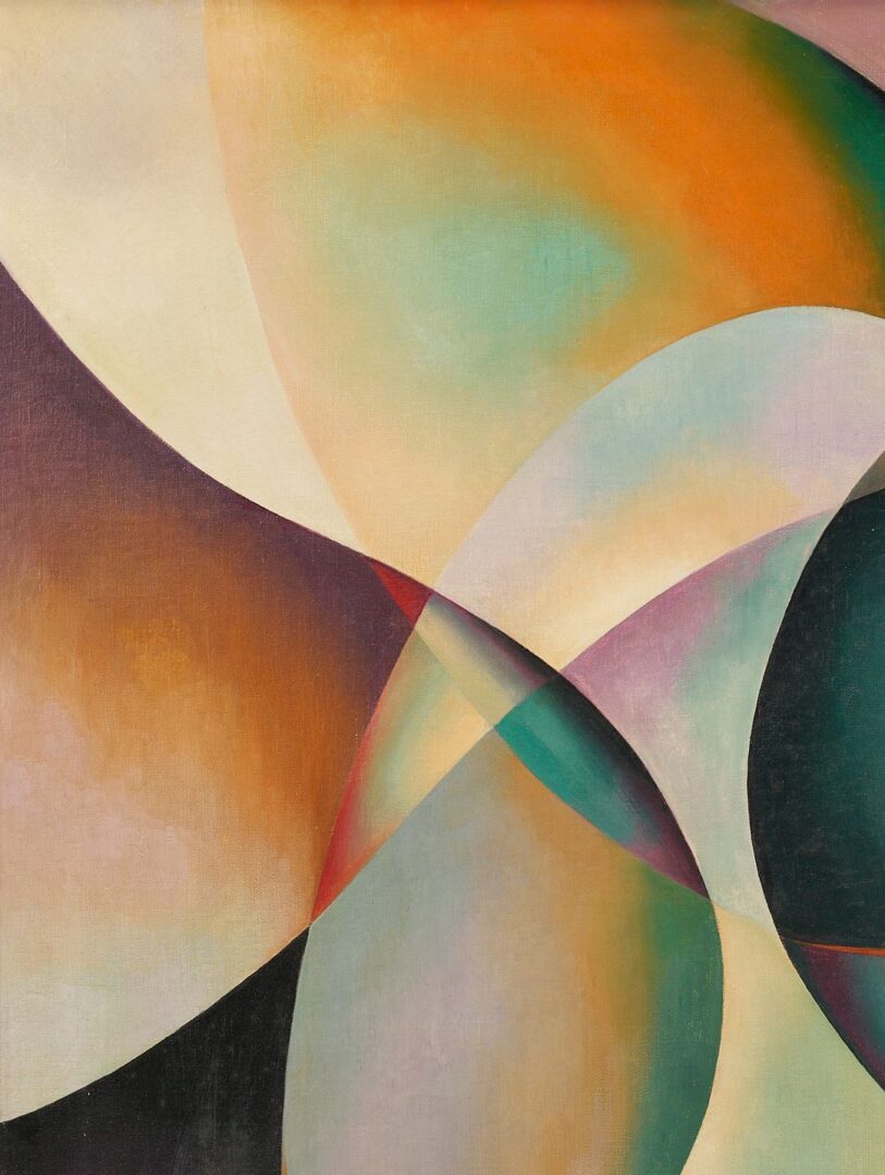 Lot 420: Philip Perkins abstract O/C, “Wind of the Dog Star”