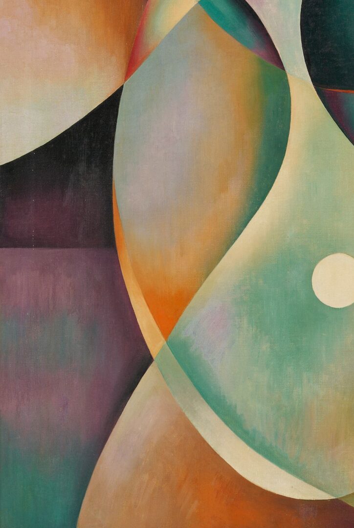 Lot 420: Philip Perkins abstract O/C, “Wind of the Dog Star”