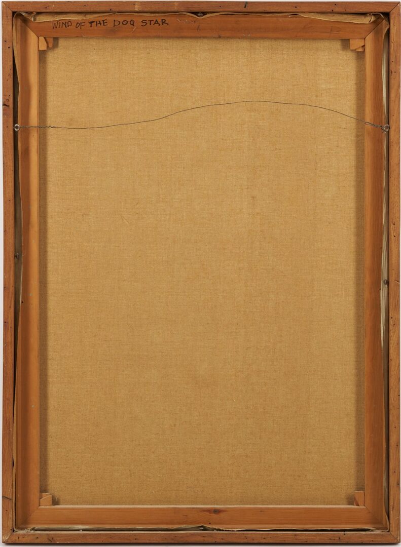 Lot 420: Philip Perkins abstract O/C, “Wind of the Dog Star”