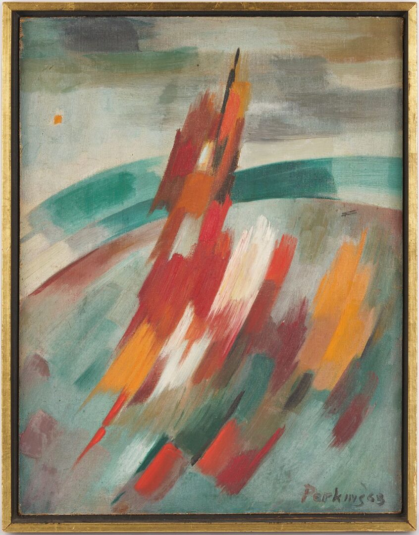 Lot 421: Philip Perkins Abstract Oil, Gold Frame