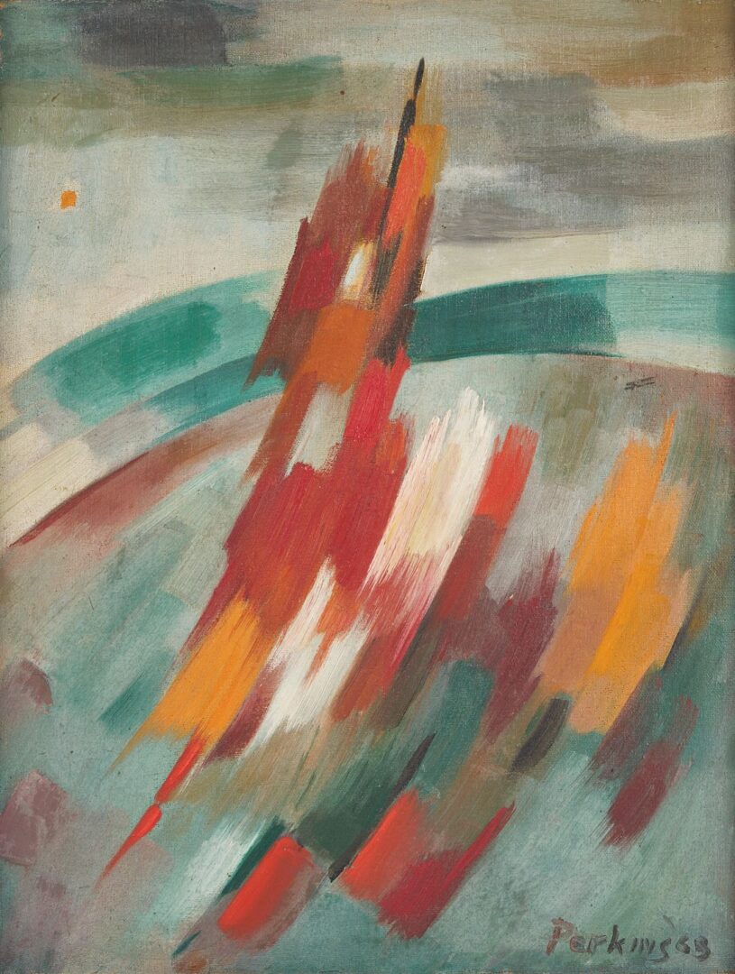 Lot 421: Philip Perkins Abstract Oil, Gold Frame