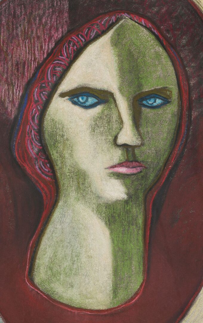 Lot 425: Meyer Wolfe Pastel Portrait, Head of a Woman, Poss. Louise Dahl-Wolfe