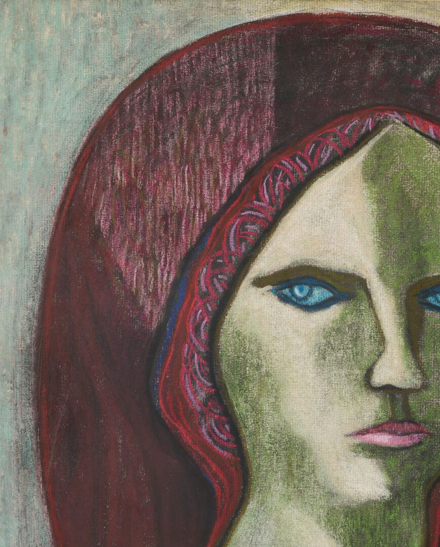 Lot 425: Meyer Wolfe Pastel Portrait, Head of a Woman, Poss. Louise Dahl-Wolfe