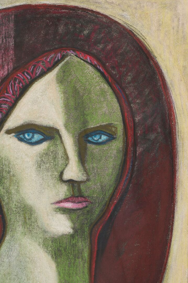Lot 425: Meyer Wolfe Pastel Portrait, Head of a Woman, Poss. Louise Dahl-Wolfe