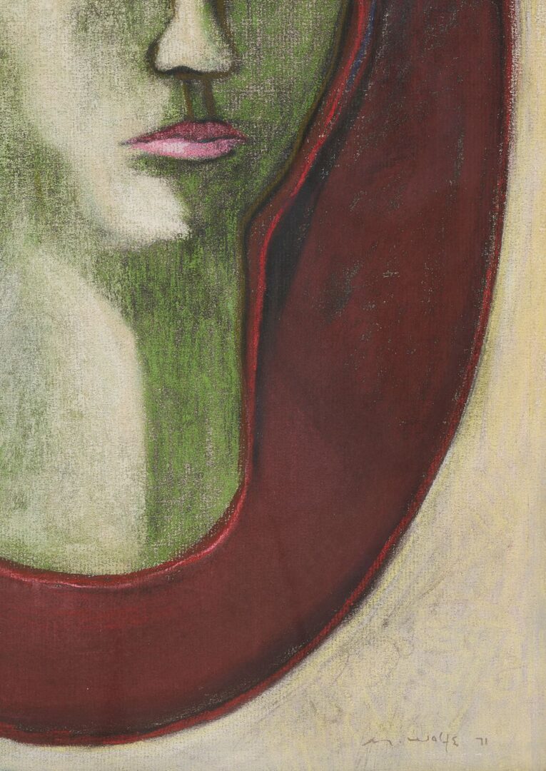 Lot 425: Meyer Wolfe Pastel Portrait, Head of a Woman, Poss. Louise Dahl-Wolfe