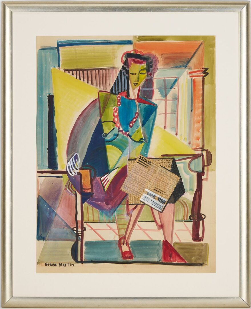 Lot 429: Grace Martin Taylor Mixed Media Cubist Portait of a Woman
