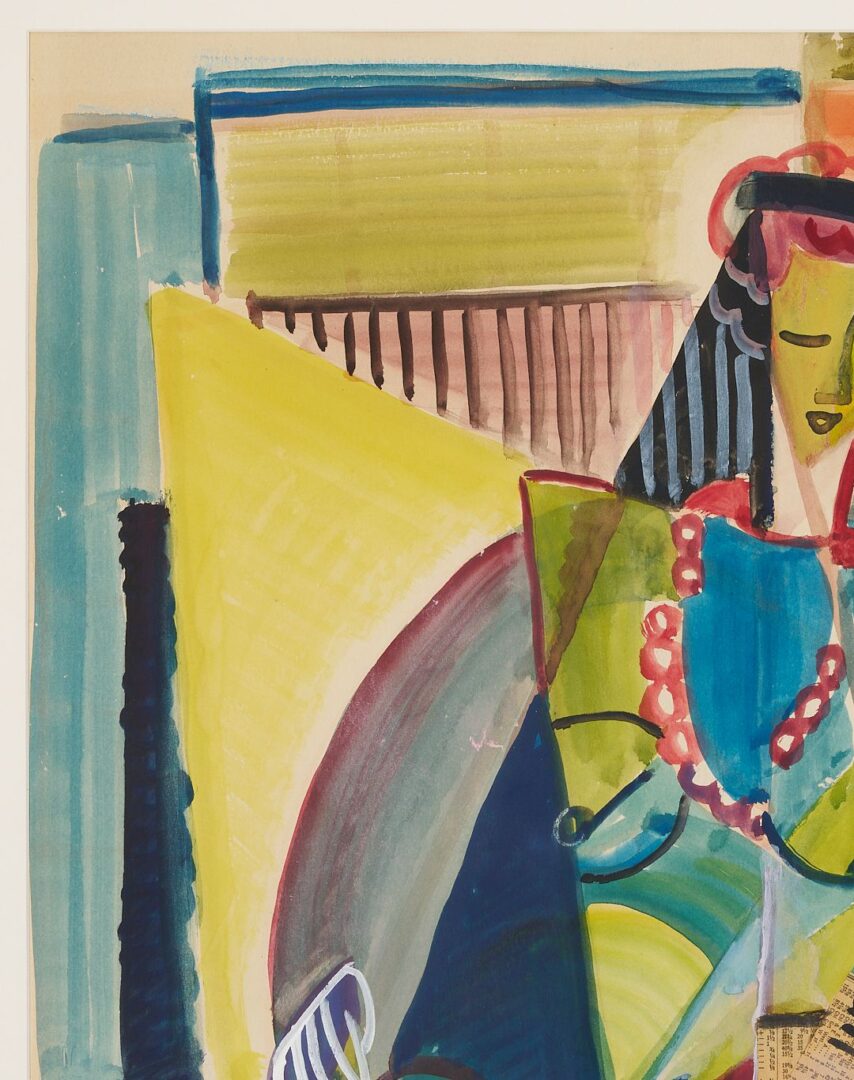 Lot 429: Grace Martin Taylor Mixed Media Cubist Portait of a Woman