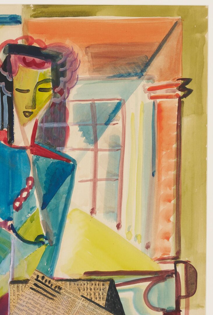 Lot 429: Grace Martin Taylor Mixed Media Cubist Portait of a Woman