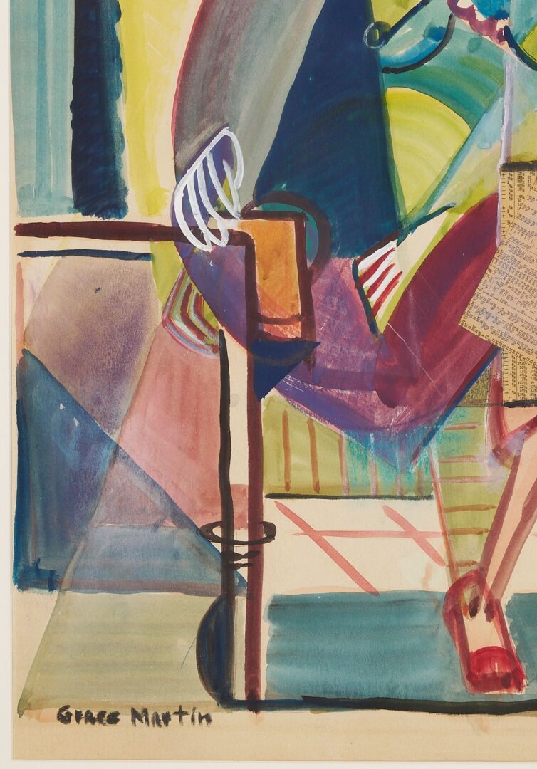 Lot 429: Grace Martin Taylor Mixed Media Cubist Portait of a Woman