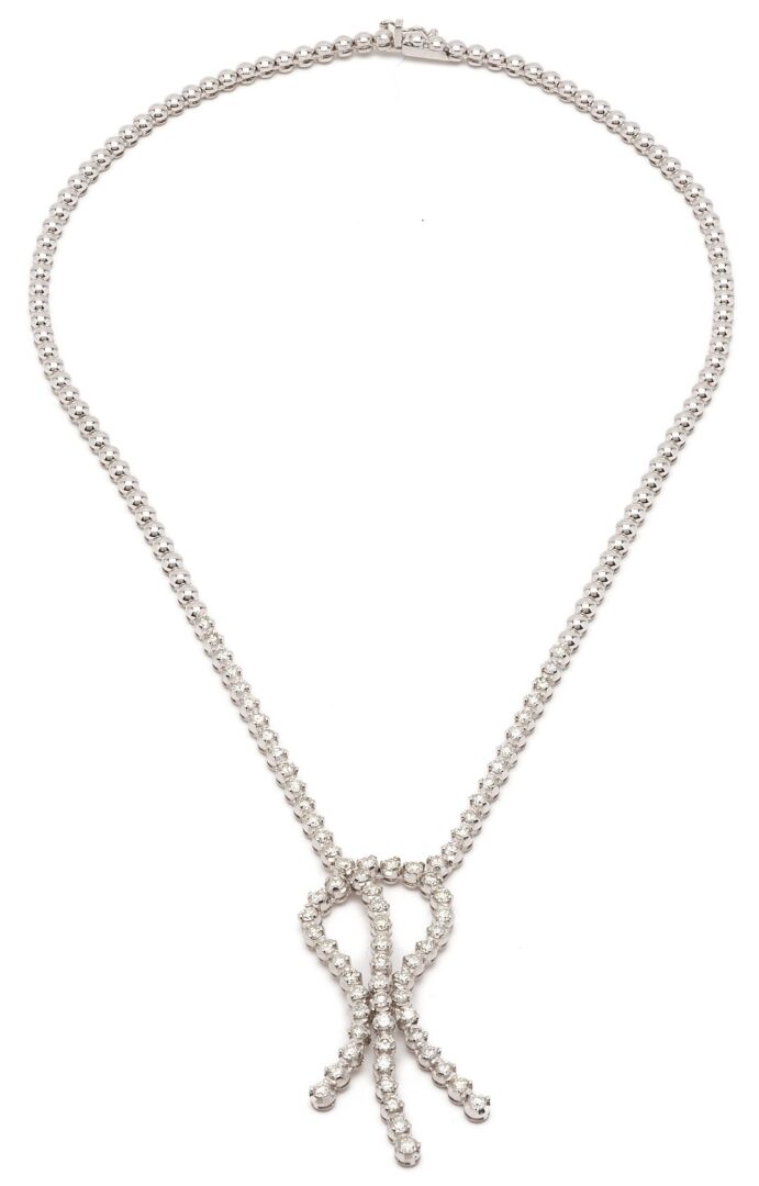 Lot 43: 18K White Gold & Diamond Necklace