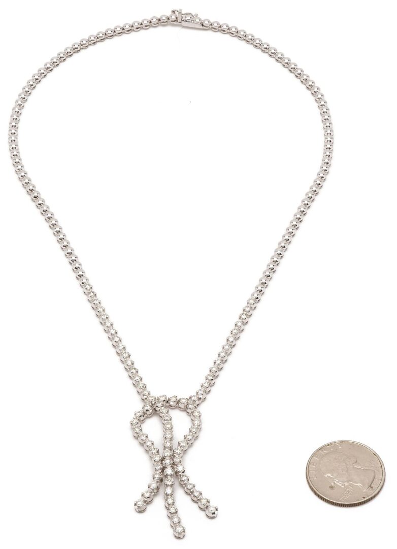 Lot 43: 18K White Gold & Diamond Necklace