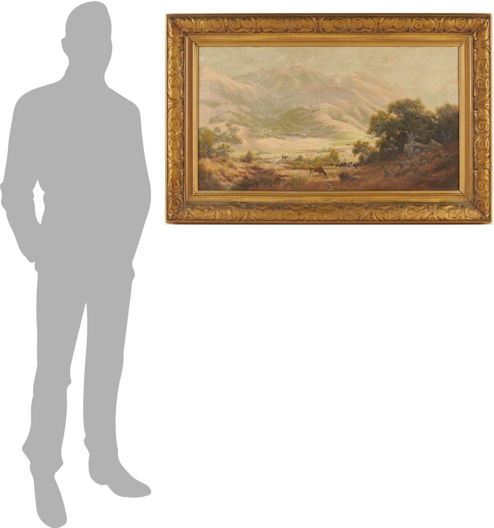 Lot 445: Large Jack Wisby O/C California Landscape Painting, Cattle Grazing