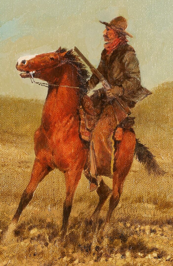 Lot 451: Raul Gutierrez Western Oil Painting, Cowboy