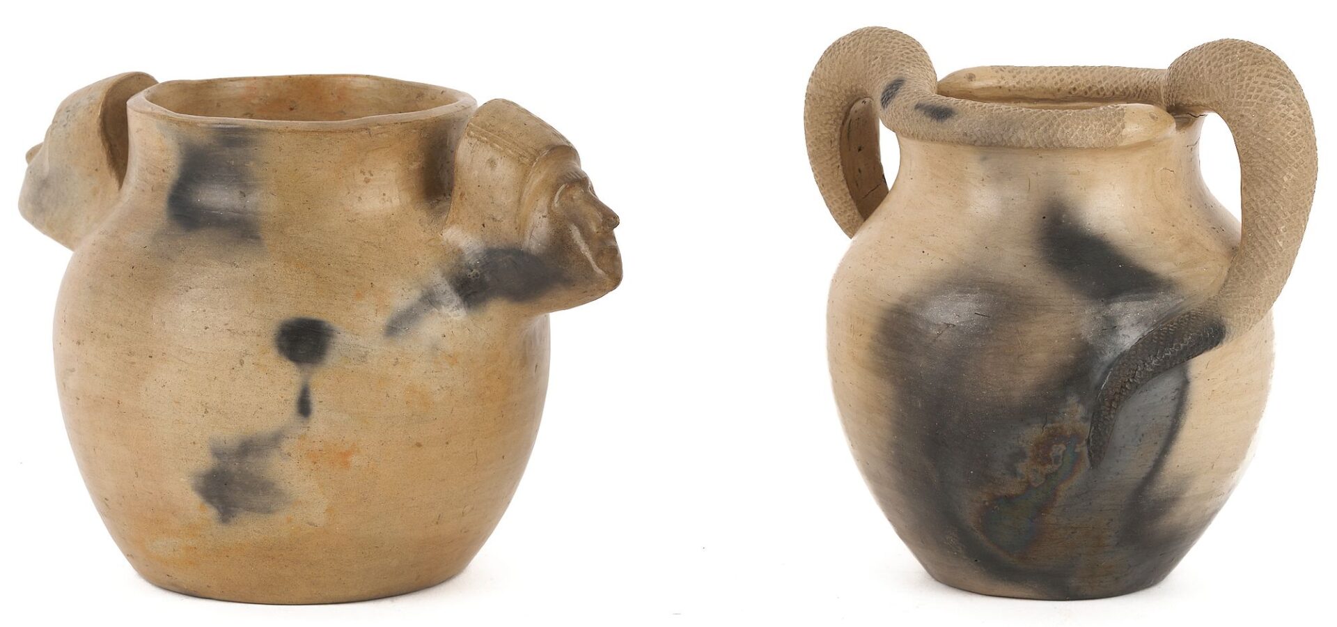 Lot 455: 2 Native American Pottery Jars, Cherokee & Catawba