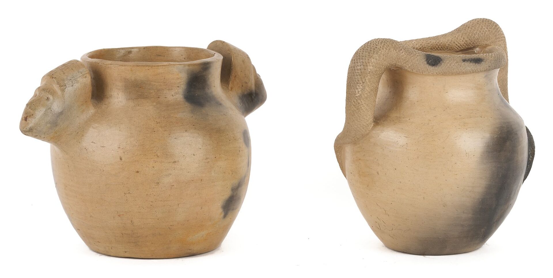 Lot 455: 2 Native American Pottery Jars, Cherokee & Catawba