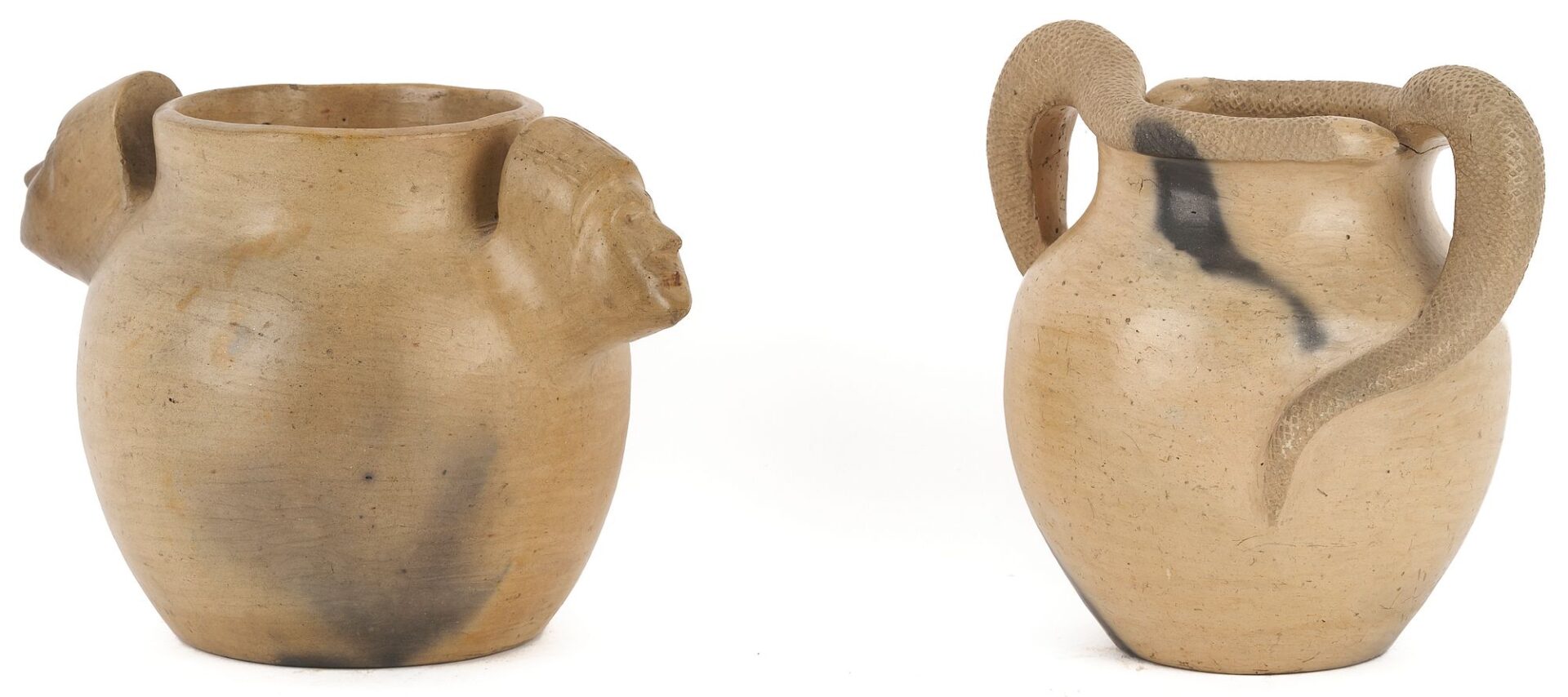 Lot 455: 2 Native American Pottery Jars, Cherokee & Catawba