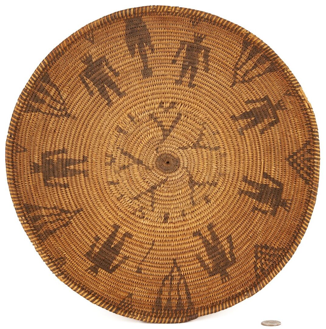 Lot 457: Large Native American Apache Figural Basket Tray