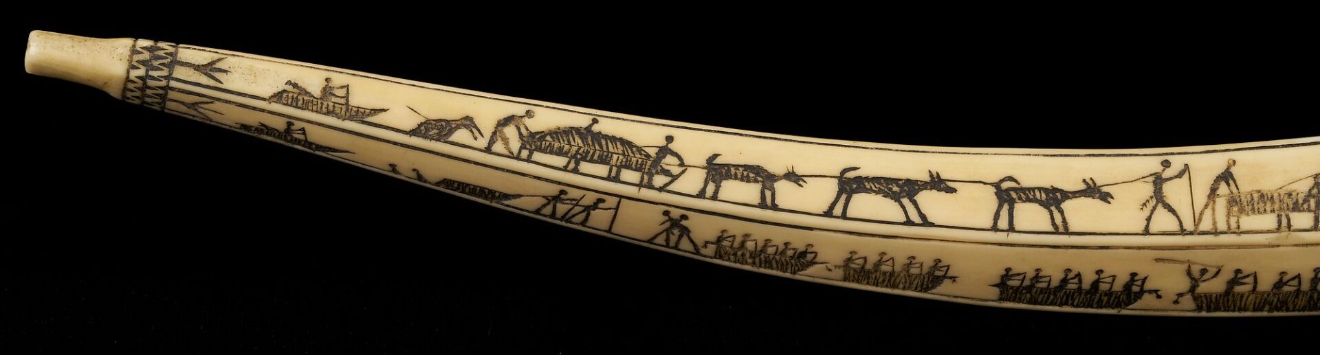 Lot 463: Native American Inuit or Eskimo Carved Figural Scrimshaw Pipe