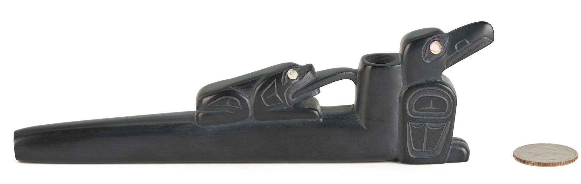 Lot 464: Native American Glen Pollard Argillite Pipe