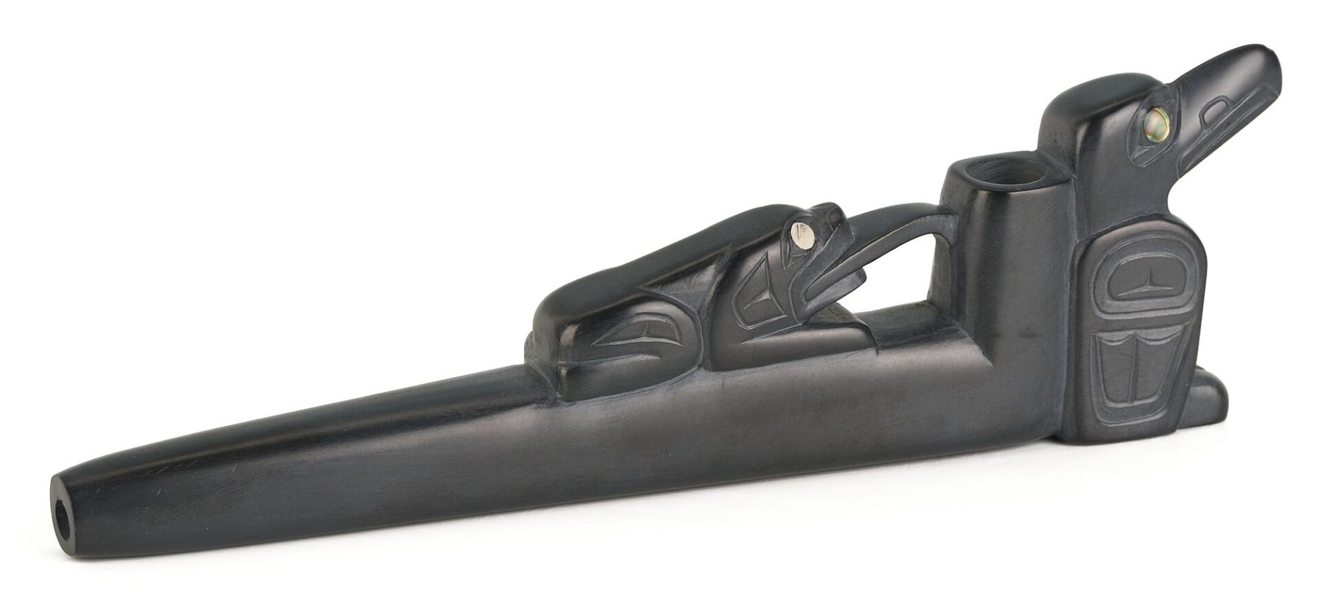 Lot 464: Native American Glen Pollard Argillite Pipe