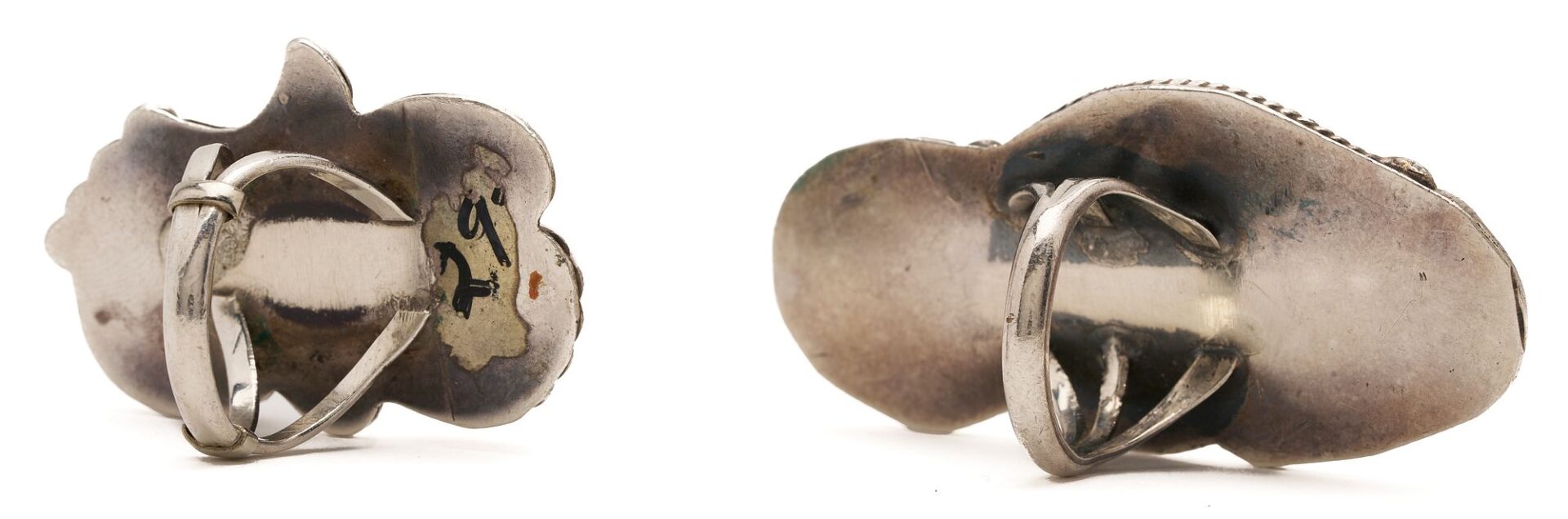 Lot 465: Navajo Sterling & Turqouise Squash Blossom Necklace & 2 Rings