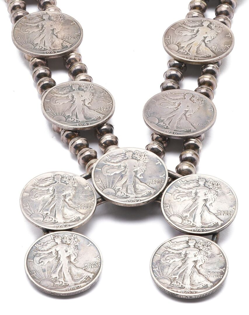 Lot 469: Navajo Liberty Coin Squash Blossom Necklace
