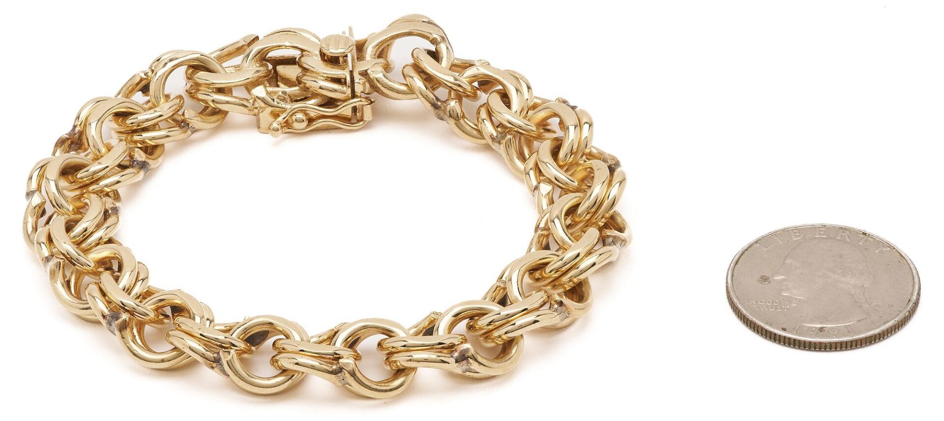 Lot 46: 14K Gold Double Link Chain Bracelet